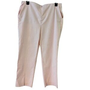 Elaine Rose Crop Pants Pink Striped No Iron Pull On‎ Comfort Casual Size 10